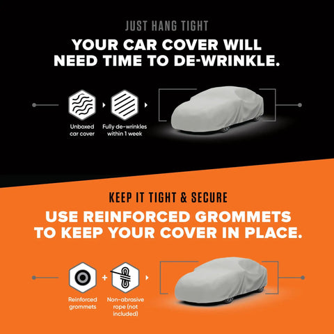 Indoor Car Cover With Breathable Dustproof Shield That Keeps Your Ride Clean For Mid Size Sedans Up To 200 Inches with grommets.