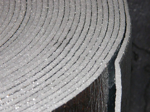 Close-up of Foam Core Reflective Insulation For Spiral Ducts 4 Inch By 25 Foot Duct Wrap, showing foam texture and reflective surface.
