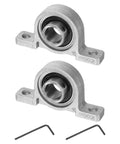 2 Pack KP002 Pillow Block Bearings, 15mm Bore, Zinc Alloy Flange Mounted Housing, ABEC 3 P6 Precision, Durable Rust Resistant, Smooth Shaft Support and Easy Mounting on white background