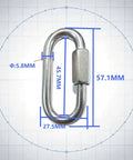 Beefy 5 Pack M6 Quick Link Set - 316 Stainless Steel Screw-Lock Oval Chain Connectors, Heavy Duty Marine Grade Saltwater Ready For 1 Eighth Wire Rope, Cable Railing, Boat Rigging, Outdoor Hanging Hardware. M6 stainless quick link, 5.8mm x 57.1mm