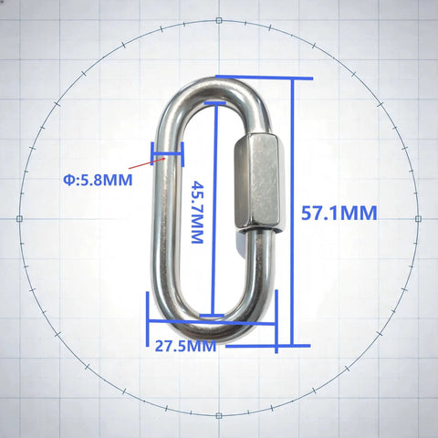 Beefy 5 Pack M6 Quick Link Set - 316 Stainless Steel Screw-Lock Oval Chain Connectors, Heavy Duty Marine Grade Saltwater Ready For 1 Eighth Wire Rope, Cable Railing, Boat Rigging, Outdoor Hanging Hardware. M6 stainless quick link, 5.8mm x 57.1mm