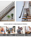 12 Ft Matte Black Wrought Iron Wall Mount Railing Beast Mode Heavy Duty Non Slip Handrail for Stairs Porch Deck supports 440 lbs.