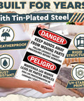Danger Hands Off Moving Parts Aluminum Sign 8x12 Inches For Workshop Factory Industrial Workplace Machinery Equipment Durable Metal Warning Sign Heavy Duty Grade Aluminum, held upright
