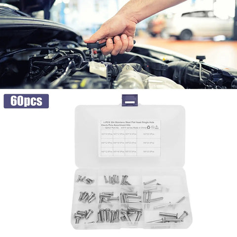 T Shape Stainless Steel Clevis Pins Set In 12 Sizes With Single Hole Flat Head M3 M4 M5 Assortment Kit for car engine repair