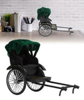 Retro Alloy Rickshaw Model Miniature Decor Showcasing Legit Vintage Charm And Dope Zinc Construction Perfect For Adding Cool Shelf Appeal Or Making A Solid Nostalgic Display Accent In Black on a desk with stationery.