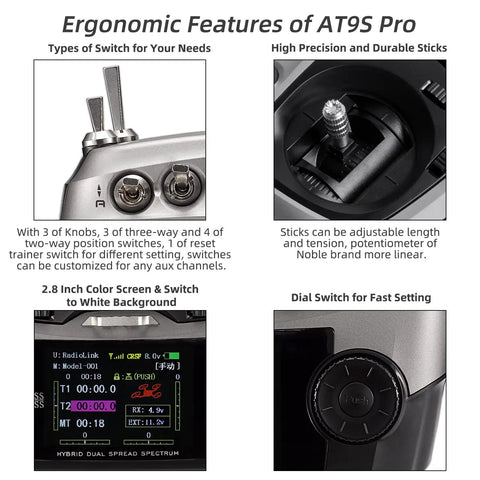 Detail view of ergonomic features for Ten And Twelve Channel Radio Transmitter And Receiver With Beefed Up Long Range And DSSS FHSS Tech
