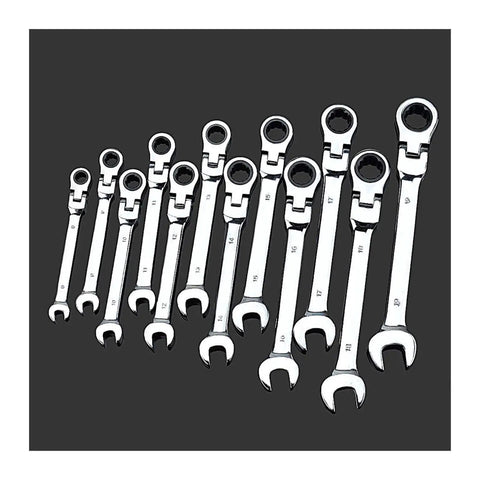 Ratchet Spanner Set With Socket Tool Kit, 5 7 12 Piece Hand Tools For Cars, Easy Grip, compact design on black background