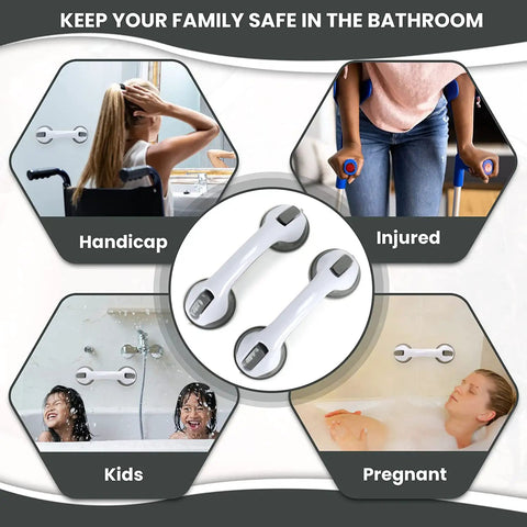 No Slip Suction Grab Bars For Bathtubs And Showers, Elderly Safe Bathroom Accessories, images of grab bar use cases for safety