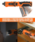 Cordless Screwdriver Kit With 8V Max Power 10Nm Torque 230 RPM 21 Plus 1 Clutch Dual Position Handle and LED Light in use