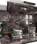 Dark Emperador Marble Peel And Stick Contact Paper For Countertops And Backsplash, 36 By 160 Inch, in modern kitchen setting