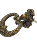 4 Pcs Bronze Drawer Ring Pulls With Screws, Vintage Victorian Floral Pattern Antique Single Hole Handles, front view