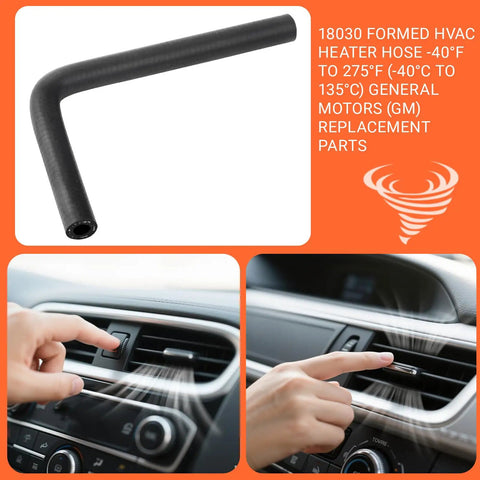 Premium Molded Heater Hose For GM Vehicles -40F To 275F, OE Style Fit, showing curved design and installation in car vent system
