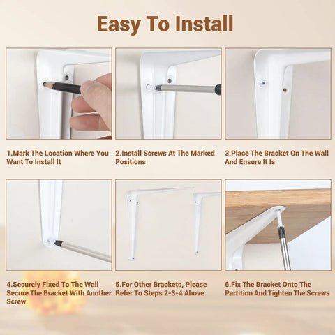 Easy installation guide for Built Tough Heavy Duty Metal Floating Shelf Brackets 8 By 10 Inch White L Shaped Shelf Supports