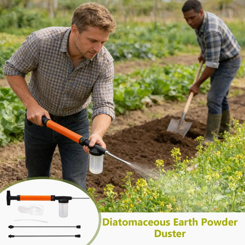 Man using Extended Reach Powder Duster Wand System For Uniform Dusting And Spray Application A Do It All Tool For Crop Protection