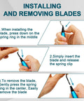 Step-by-step guide for blade installation and removal on 2 Pack Deburring Tool Set With 12 BS1010 HSS Blades And Dual Handles