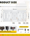 Mailbox Mounting Bracket For Post Mount Mailboxes, Fits 4x4 Wood Or Hollow Posts, White Mounting Plate with dimensions and tools
