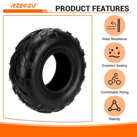 Black 145/70-6 Mini Bike Tire with V-tread for Coleman CT100U, with product features displayed