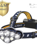Ultra Bright USB Headlamp For Outdoor Adventures, 18000 Lumen Waterproof Headlight With Red Night Vision, 8 Modes
