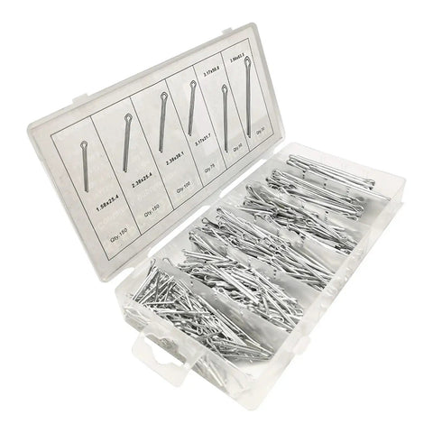R Type Split Cotter Pin Set For Quick Secure Fastening In Automotive And DIY Projects Elastic Wave Hairpin Pins Assorted 555 1110 1665 Pieces Easy Install No Fuss Locking Durable Steel Hardware Pins For Holes And Nuts, assorted sizes in storage case