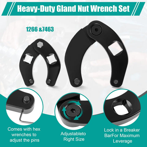 Adjustable Gland Nut Wrench For Hydraulic Cylinders, Beast Of A Spanner Tool For Farm And Construction Equipment, Fits 1266 And 7463, Replaceable Pin Design