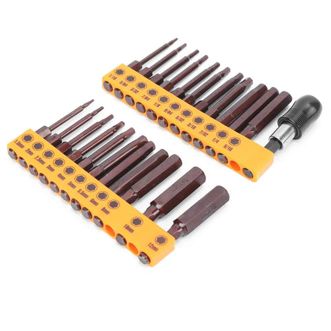 Awesome 23 Pc Screwdriver Bit Set With Hex S2 Steel Hardened Bits Perfect For Electric Drill Or Manual Jobs Plus 2 Headgears For Any Tough Hardware Repair Around The House, 60mm bits
