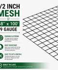 Kickass Rust Proof Vinyl Coated Hardware Cloth Half Inch Mesh 48 By 100 Feet 19 Gauge Galvanized Wire Fencing on display.