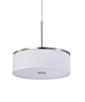 Drum Pendant Light With Brushed Nickel Trim And Linen Shade 14 Inch LED Fixture 25W 1200 Lumens Color Temperature Switchable
