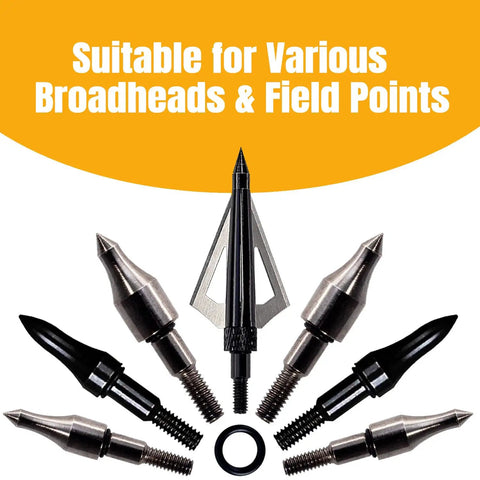 200 Pcs Archery O Rings For Broadhead Tips One Quarter Inch Replacement Rubber Bands with various arrowheads