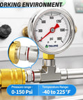 Durable 1/4 Inch Pneumatic Male Plug Connector Fits Air Hose Systems Fast Connects With Zinc Plated Alloy Steel For Heavy Duty Use At Up To 300 Psi, pressure gauge setup