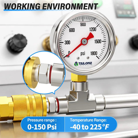 Durable 1/4 Inch Pneumatic Male Plug Connector Fits Air Hose Systems Fast Connects With Zinc Plated Alloy Steel For Heavy Duty Use At Up To 300 Psi, pressure gauge setup