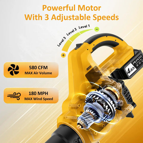 Cordless Leaf Blower With 2 4.0Ah Batteries And Fast Charger, 580 CFM 180 MPH Beast Electric Handheld Blower, internal motor detail