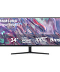 34 Inch Ultra WQHD Ultrawide Monitor With 100Hz Refresh, 5ms Response, HDR10, AMD FreeSync, Eye Care, Borderless Design, PIP PBP