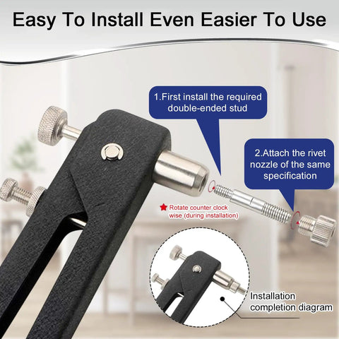 Rivet Nut Tool Kit Pro Grade With 430 Pcs Metric Rivet Nuts M3 M4 M5 M6 M8 Set includes tool assembly instructions.
