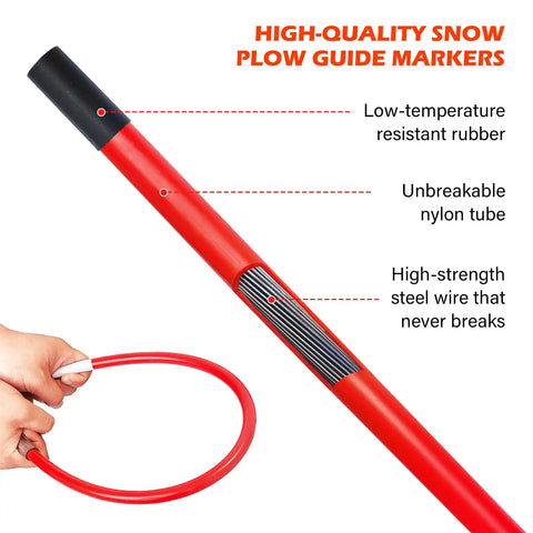 Close-up of Snow Plow Blade Markers And Guides Kit 27 Inch with labeled durable steel wire core and nylon tube.