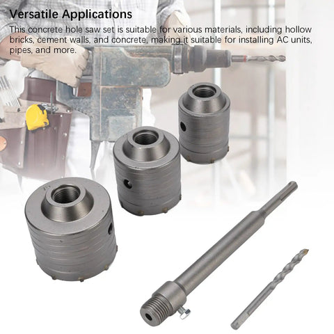 Versatile Hole Saw Kit For Concrete And Masonry With Dope Tungsten Steel YG8C Alloy Bits Built To Last For Hollow Brick And Cement Walls Perfect For Drilling Concrete And Various Materials Includes Portable Storage Case And Triple Tooth Design. hole saw bits, drill shank, masonry use