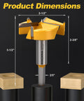 2-1/2 Inch Tungsten Carbide Forstner Bits With Hex Shank, Industrial Triple-Flute Wood Hole Saw dimensions illustration