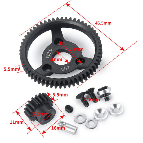 Metal Spur Gear Set 32P with 18T and 56T gears for One Tenth Slash Two Wheel Drive Rustler Stampede Telluride RC car upgrade