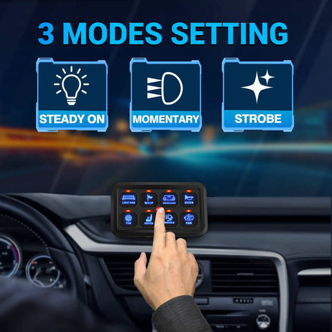 Person using All In One Universal 8 Gang Switch Panel Kit With Automatic Dimmable Momentary Push Button Capacitive Touch Screen