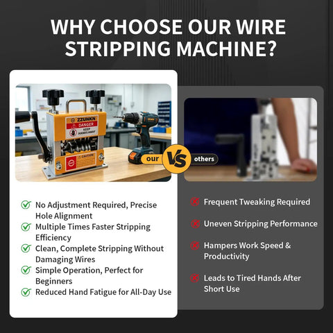 Dual Mode Wire Stripping Machine With Six Precision Blades And Five Heavy Duty Cutters Effortlessly Sheds Cable Jackets for comparison.