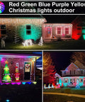 Outdoor 24W RGB Landscape Lights illuminating a yard with colorful Christmas decorations and house lighting