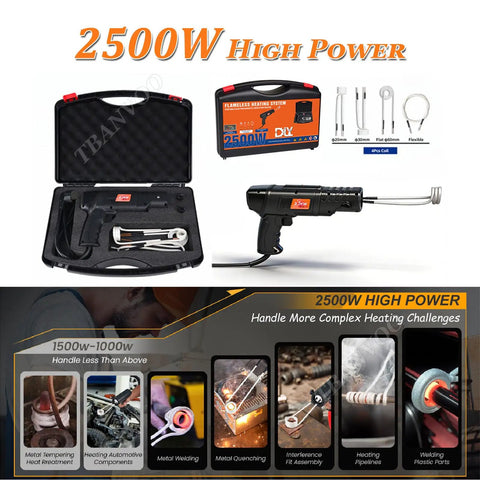 2500W Induction Bolt Heater Handheld Tool with 4 Coils and Rugged Case for quick removal of frozen and rusted bolts