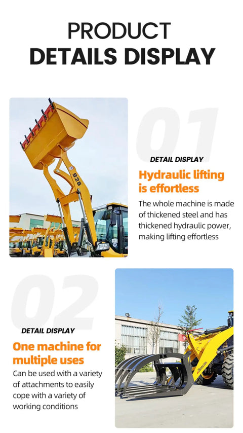 Heavy Duty Skid Steer Loader Attachment Set For Backhoe Trencher And Stump Grinder with hydraulic boom lifting bucket