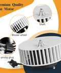 Upgraded Quiet Bathroom Exhaust Fan Motor Replacement for Universal Ceiling Vent Fans, showing blower wheel and plug