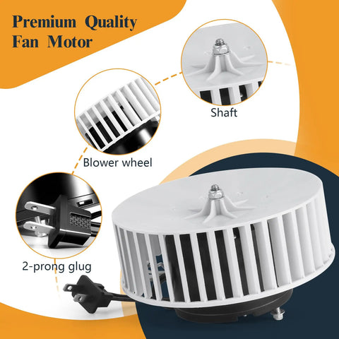 Upgraded Quiet Bathroom Exhaust Fan Motor Replacement for Universal Ceiling Vent Fans, showing blower wheel and plug