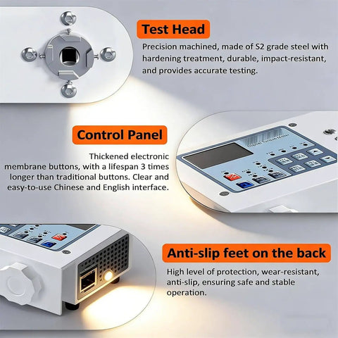 Pro Grade Digital Torque Tester And Bottle Cap Gauge For Industrial Use, 50 Nm High Precision Torque Meter With 10-160 mm Clamp, Portable LCD Display, Easy Unit Conversion, Versatile Measurement HP500 test head and control panel, S2 steel, anti-slip feet