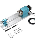 Rotary Module Kit For PROVer XL CNC Router 4030 V1 And 6050 Plus With NEMA23 Geared Stepper Motor 4 Jaw Chuck visible with components