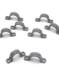 Heavy Duty 12 Piece Pack Of 1/2 Inch Pvc Pipe Straps With No Sweat Wall Mount Setup And Rock Solid Grip For Securing Electrical Conduits And Cables Ultra Durable Quality showing gray PVC saddle straps.