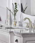 Elmhurst Two-Handle Widespread Bath Faucet In Brushed Nickel For 3-Hole 6 To 16 Inch Install, ADA Compliant WaterSense Fixture With Push Pop-Up Drain Included, Easy Clean Rigid Spout, Sleek Modern Look For Your Bathroom