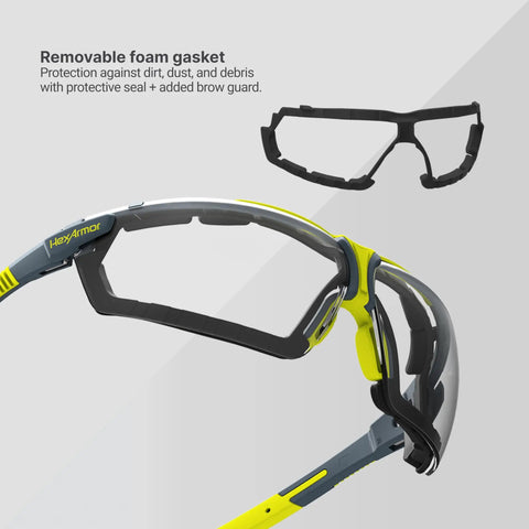 Jobsite Ready All Day Comfort Variomatic Safety Glasses With Photochromic Lenses That Transition In Under 10 Seconds, side view with foam gasket