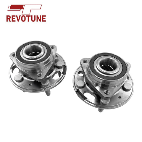 Front view of 2 Pack Front And Rear Wheel Bearing And Hub Assembly For Buick Lacrosse Regal Chevrolet Equinox Malibu Impala Cadillac XTS CTS GMC Terrain 5 Lug